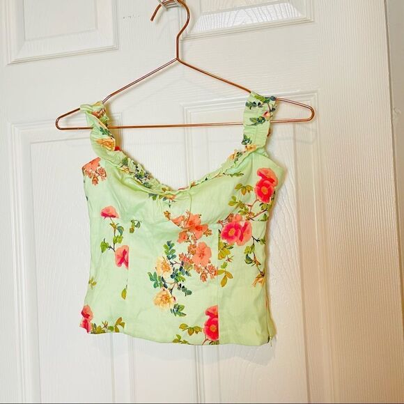 NWT Revolve Lovers & Friends Green Floral Crop Top XXS - Picture 2 of 5